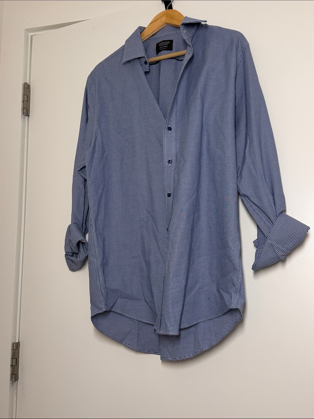 Nordstrom Men's Light Blue Micro-Check Button-Down Shirt